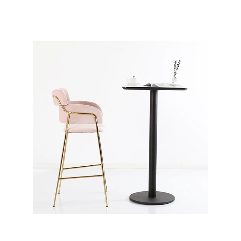 
Bar Stools Stackable Furniture Restaurant Nordic Cheap Gold High Chair Counter Modern Metal Bar Stools With Back 