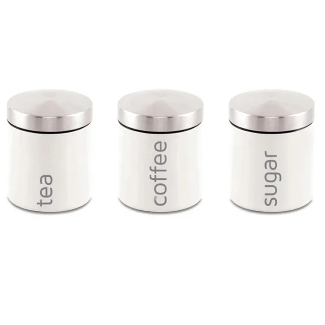 Stainless steel storage kitchen canister sets 3 Piece Coffee Tea Sugar Jar Sets