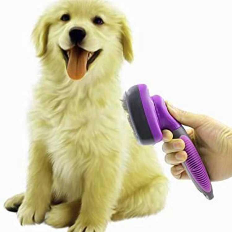 Factory Wholesale Pet Dog Brush Self Cleaning Slicker Brush Gently Removes Loose Undercoat, Mats and Tangled Hair Grooming Brush