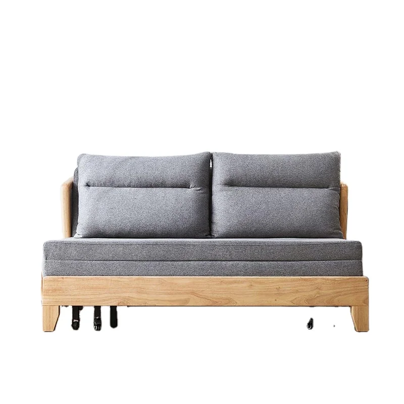 Functional Push-pull Folding Sofa Simplicity Style Linen Fabric Upholstery Sofa Bed with Bending Sofa Back