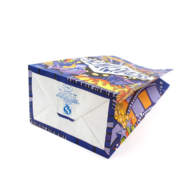 Popcorn Bags Bag Food Packaging Print Grade Popcorn Biodegradable Paper Kraft Paper Craft Retail Snack Packaging Flexo Printing