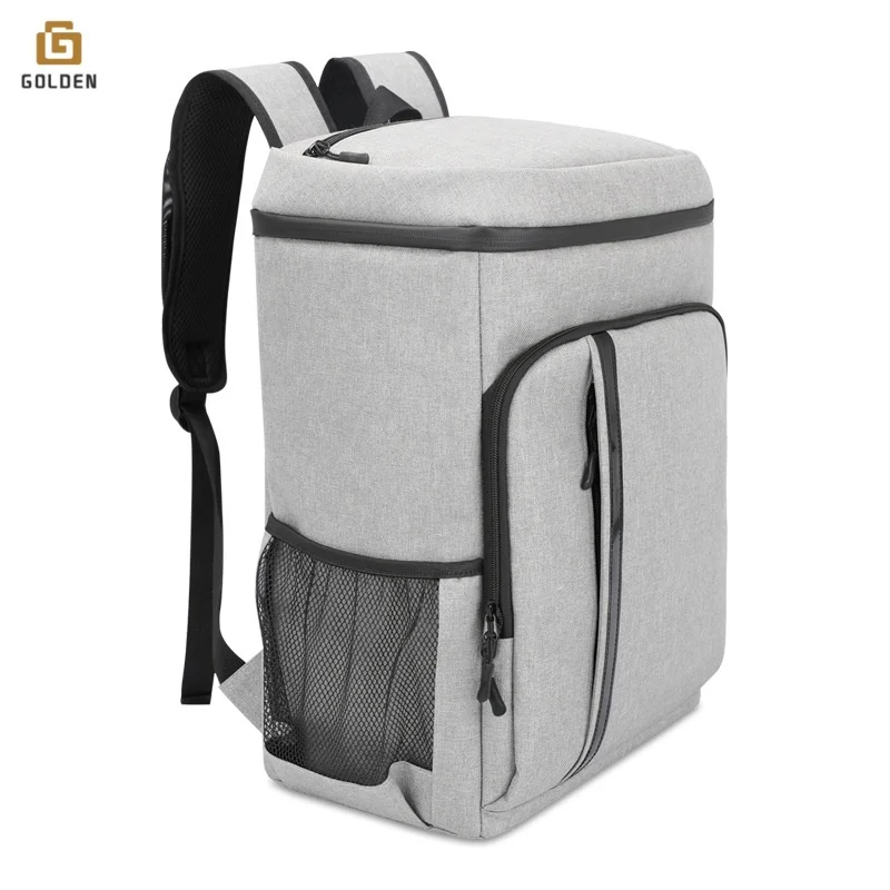 Golden Waterproof Light Weight Cooler Backpack With Large Capacity Cooler Soft Backpack Cooler For Picnics Camping Hiking
