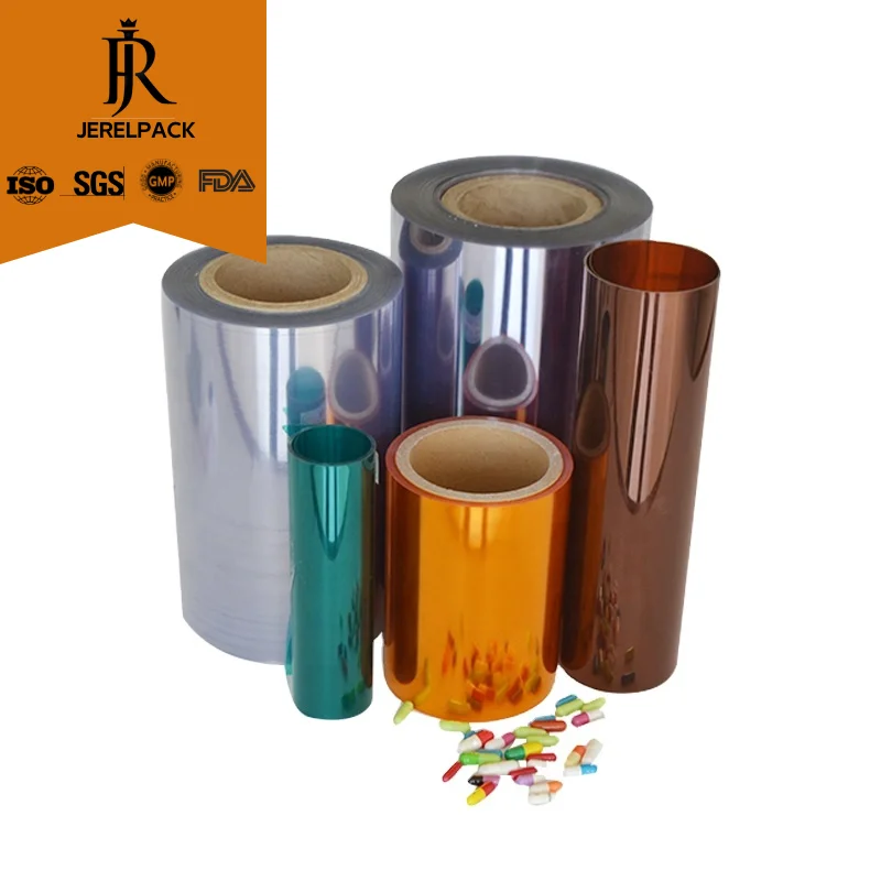 JEREL pcvpvdc plastic to seal with blister aluminum foil medicine packaging pvdc film