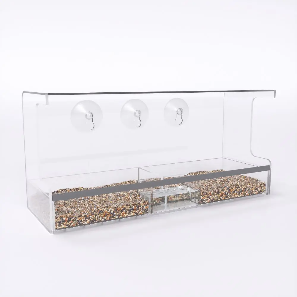 JACC Amazon Best Seller Outdoor Bird Water Feeder Perspex Bird Feeder Acrylic Wild Bird Window Feeder IDBF008