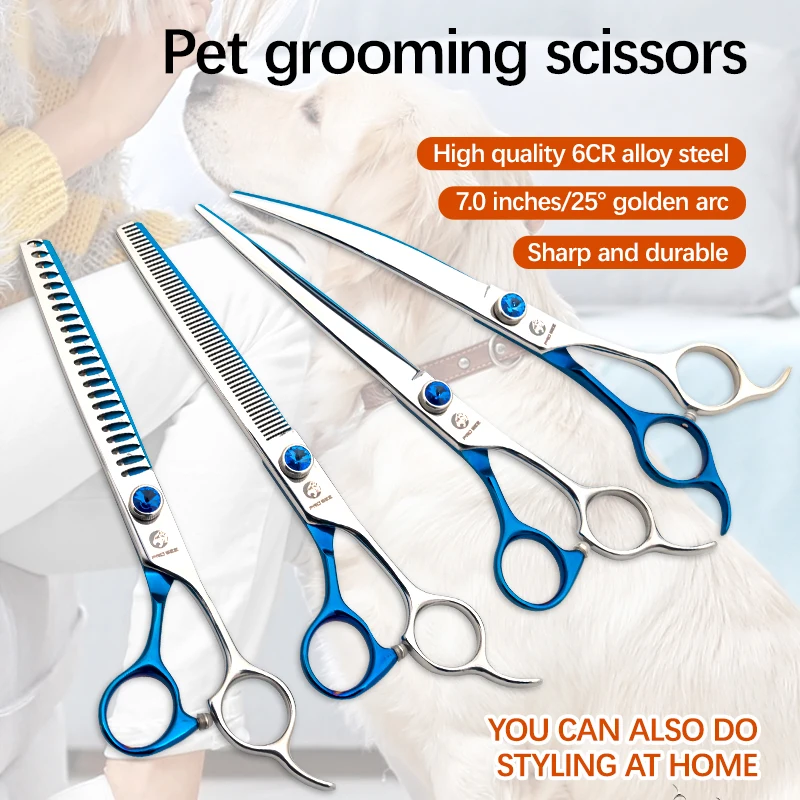 7.0 inch 440C Shark Tooth Thinning Scissors Pet Dog Grooming Scissors