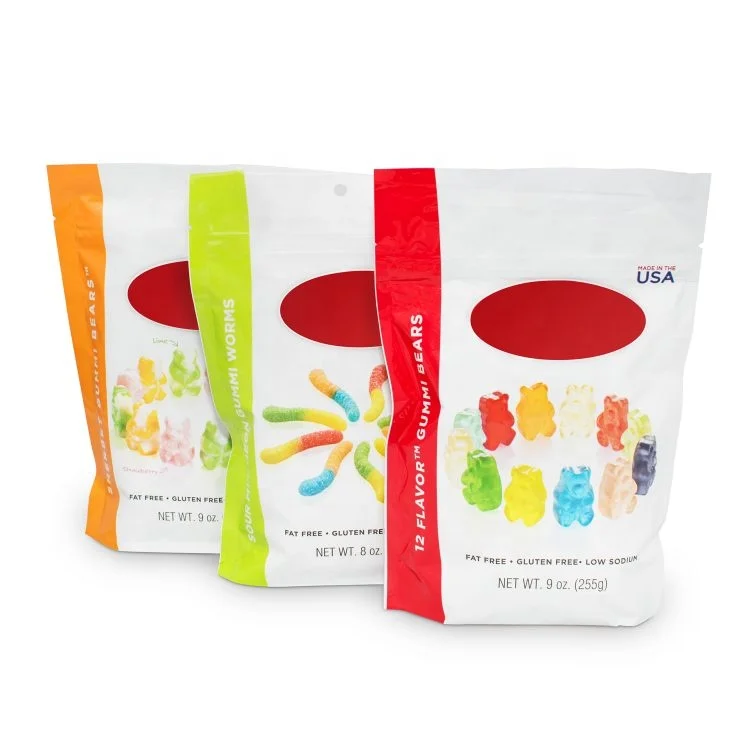 Custom Shape Fruit Snacks Chocolate Lollipops Jelly Beans Caramels Mints Food Grade Wedding food Packaging Smellproof Bag