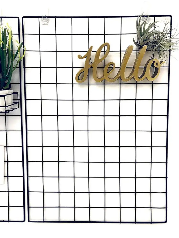 Set of 2 Grid Photo Wall Rectangle Iron Rack Clip Photograph Wall Hanging Picture Wire Wall Grid For Home Decoration