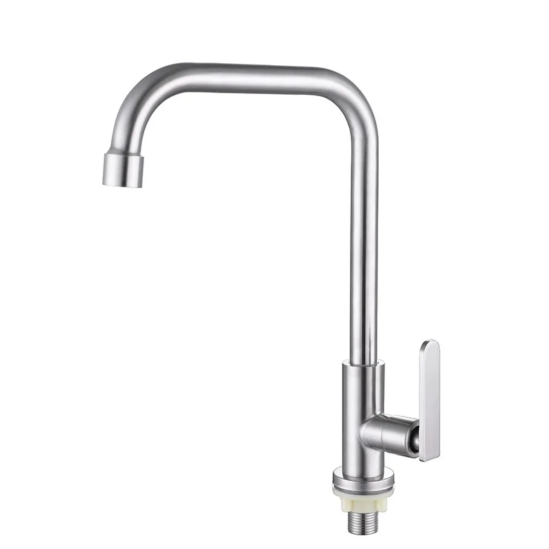 Factory supply Sus 304 Single Hole Water taps faucet Stainless Steel Kitchen faucets