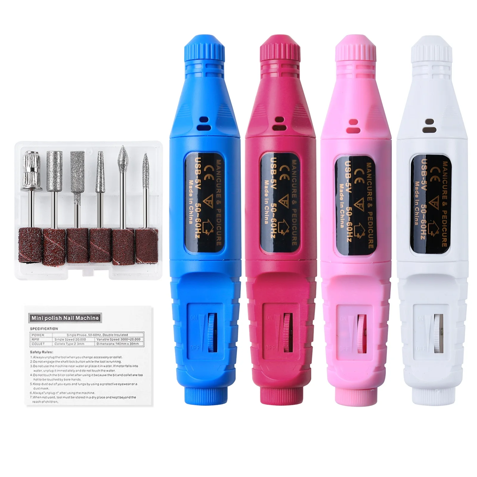 New Upgrade Portable USB Electric Nail Drill Machine Nail Polish Remover Manicure Polishing Pen With Nail Drill Bit Set