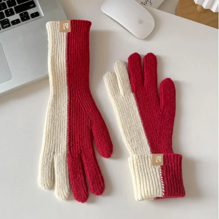 F-638 горячая Распродажа два цвета разделение Дамская причудливая перчатки изготовленный на заказ женские зимние вязаные перчатки для сенсорного экрана с защитой экрана Велоспорт ветрозащитные перчатки