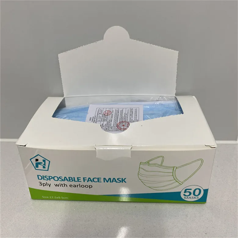 Маска для лица 3 слоя черный 50 шт./кор. OEM ODM Горячее предложение взрослых и детей из нетканого материала высокого качества Маски медицинские черного синего цвета