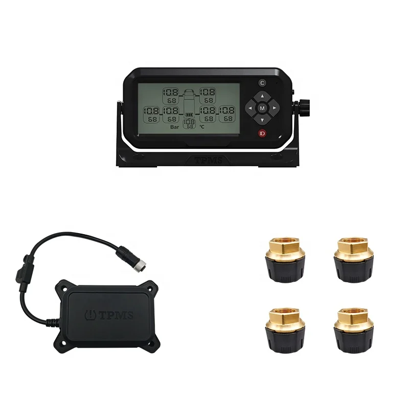 4-Wheel TPMS OTR Truck Alarm System with External Sensors Tire Gauge