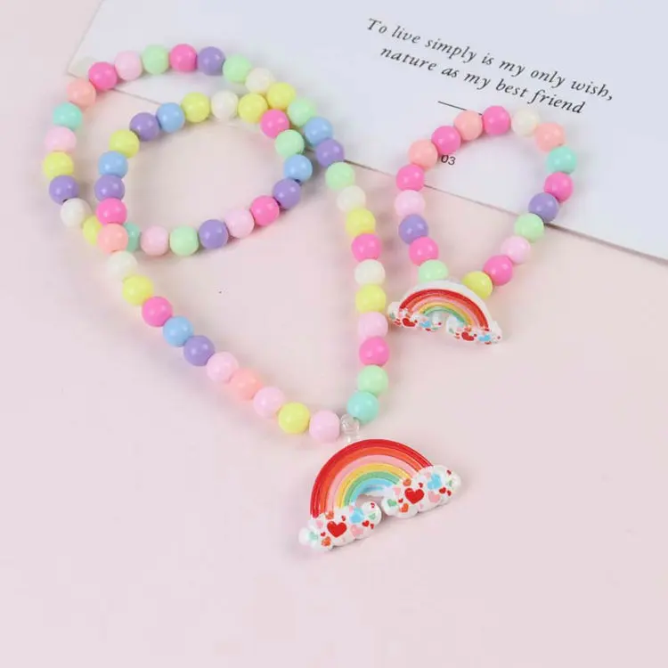  Qushine Girls Colourful Unicorn Bracelets Rainbow Jewellery Sets Party Princess Beads