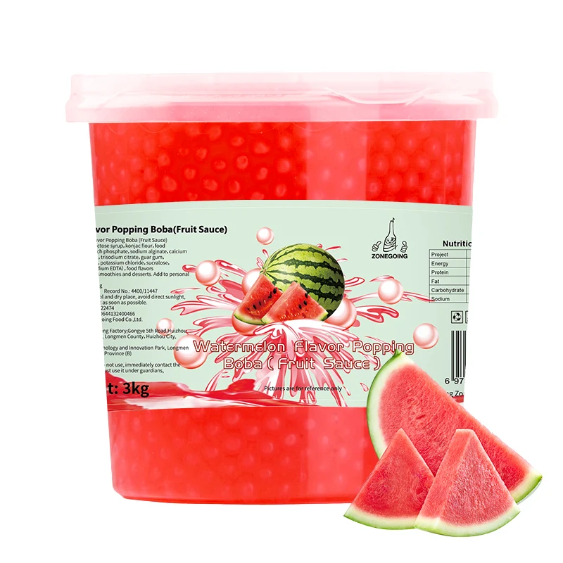 3kg explosive refreshing taste watermelon flavor popping boba for taiwan pearls bubble tea