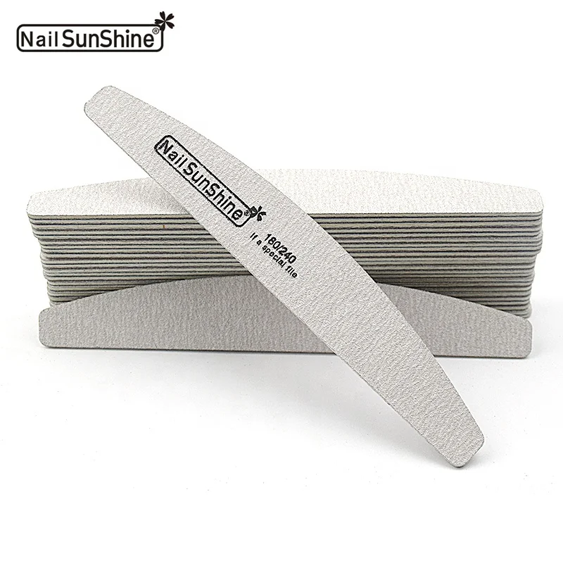 
Custom logo disposable half moon wood sanding nail file zebra gray emery board 2 side abrasive emery files nail 