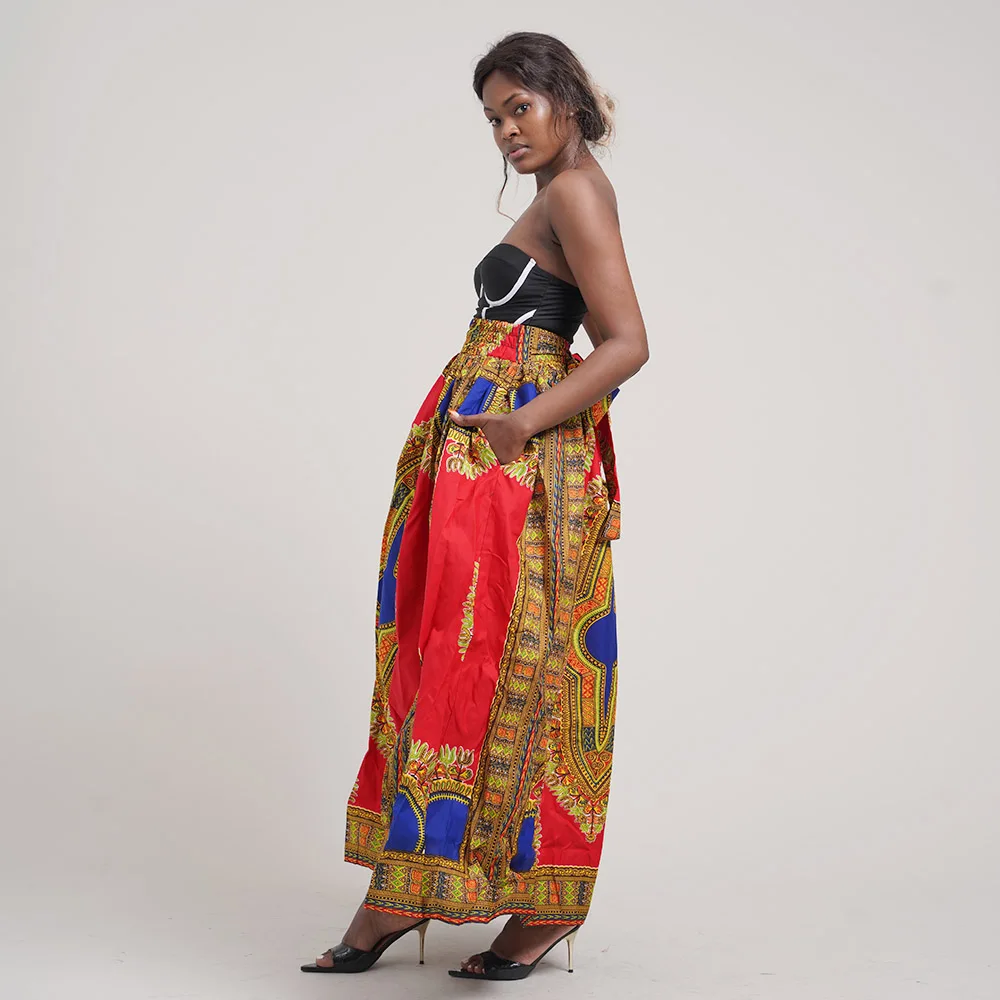 High Quality Shenbolen Brand Design Ankara Design Maxi Dresses Red Colorful Skirt