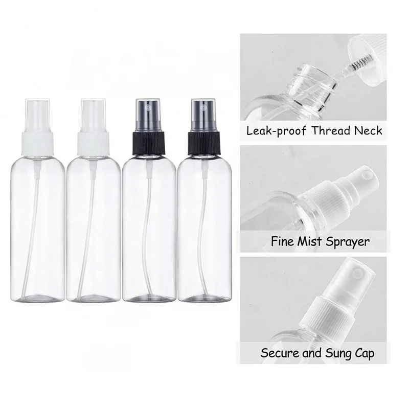 5ml-500ml HDPE and PET Empty White and Clear Perfume Refillable Plastic Spray Bottles with Fine Mist Sprayer Pump