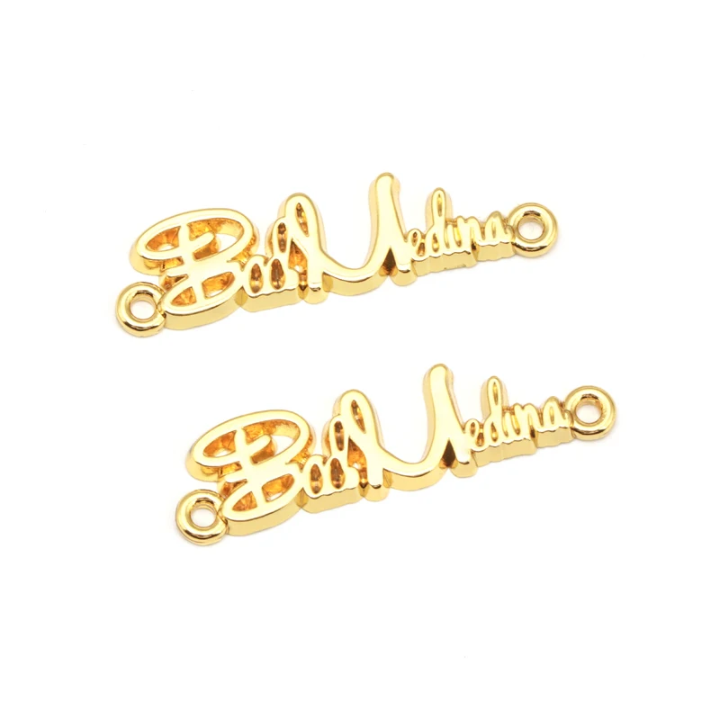 Custom Swimsuit Accessories Fancy Engraved Antique Brass Plating Alloy Sewing Metal Logo Labels for Swimwear for bag /clothing