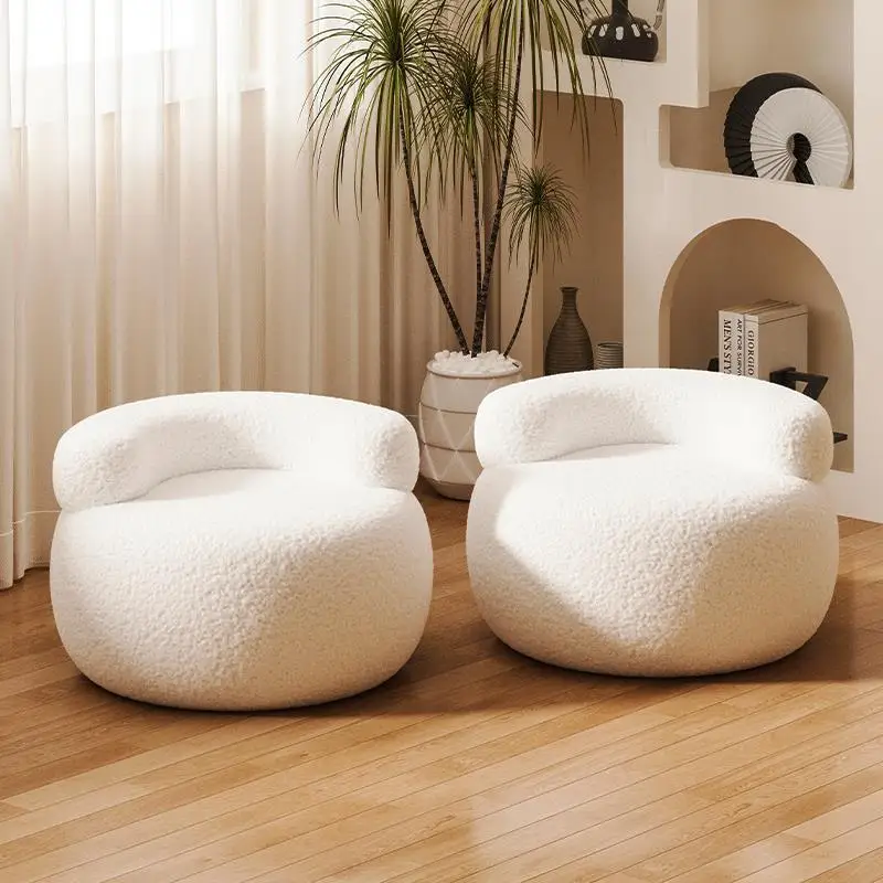 Low Price Ins Single Chair Round Plush Footstool Multifunctional Chair Padded Footstool for Living Room Dressing Chair Bedroom
