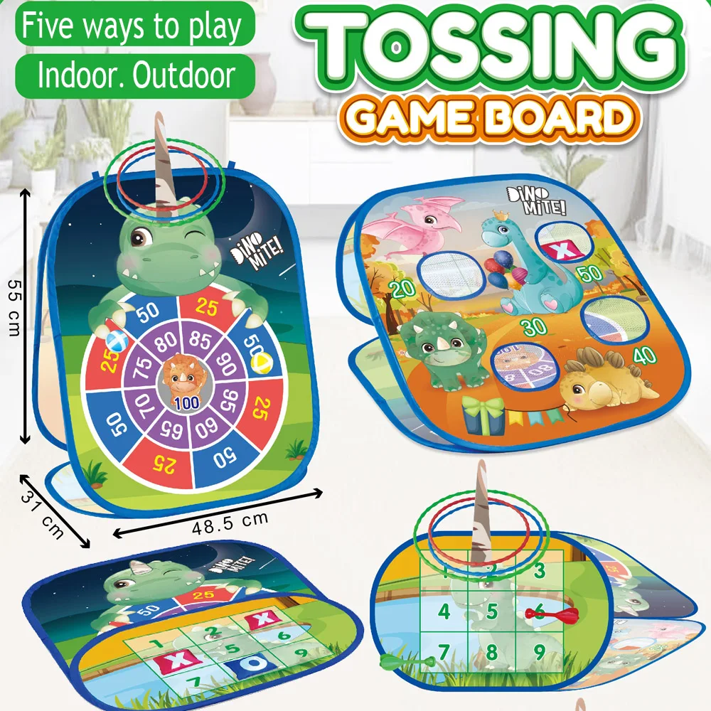5 In 1 Tossing Game Board Set Cloth Target Score Rings Bean Bags Educational Toys Playing Indoor And Outdoor Sport Games