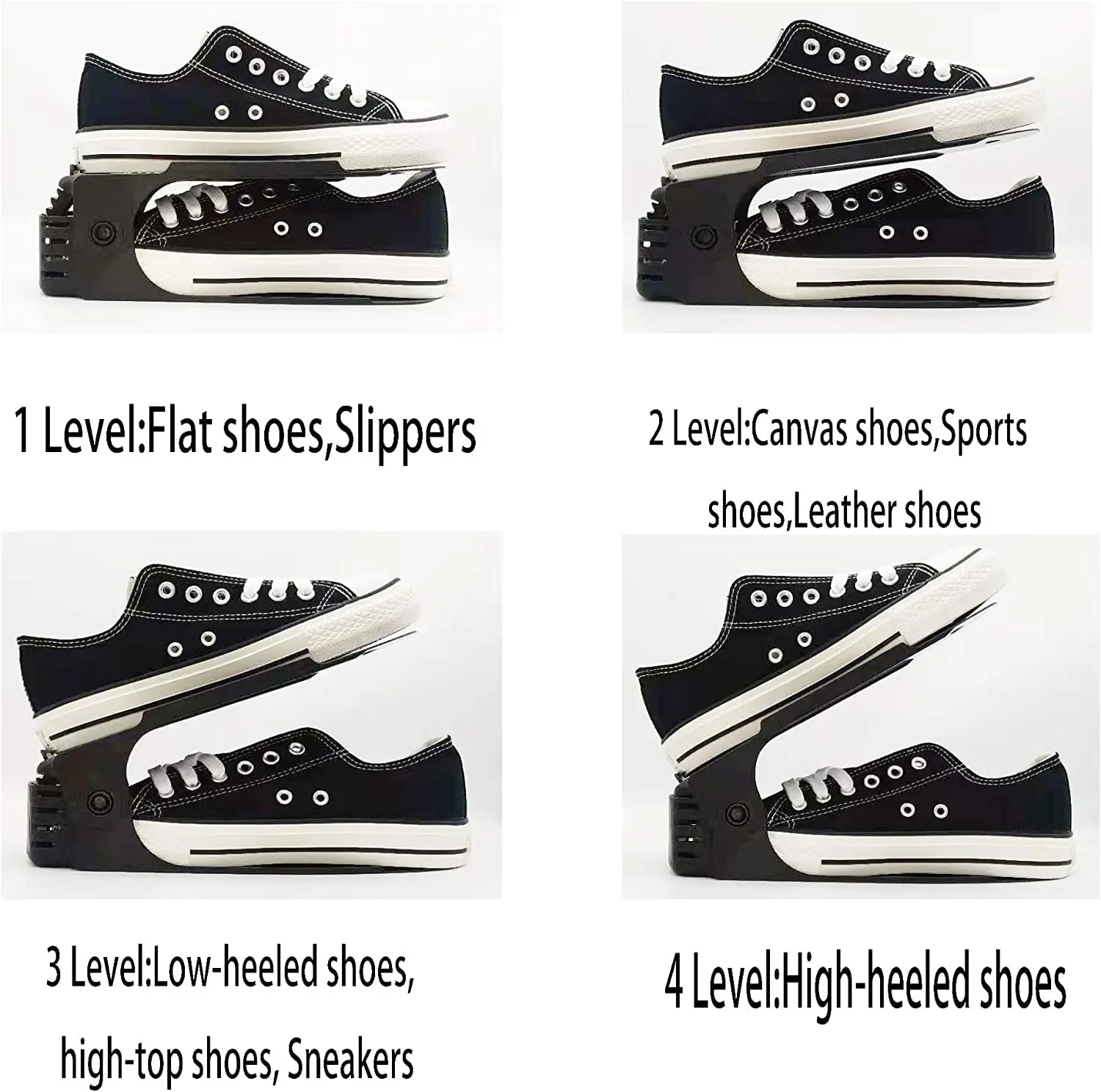 Shoe Slots Organizer Shoe Organizer for Closet Adjustable 4 Level Space Saver Double Deck Shoe Rack Holder for Closet