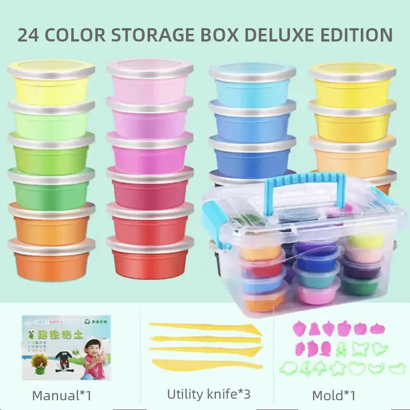 Playdough Toys DIY Clay Kids Plasticine Modeling Clay Jungle Carnival Animal Toys Creations Tool Set