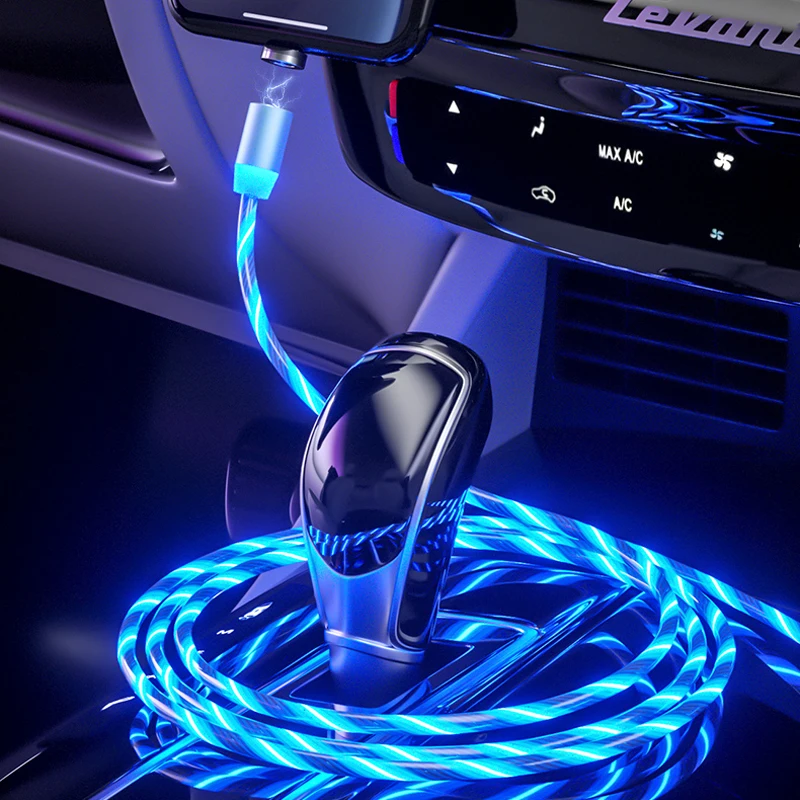  1 м 2 светодиодный светящийся 3 А Usb-кабель для быстрой зарядки 3-в-1 ленточный Магнитный передачи данных мобильного телефона