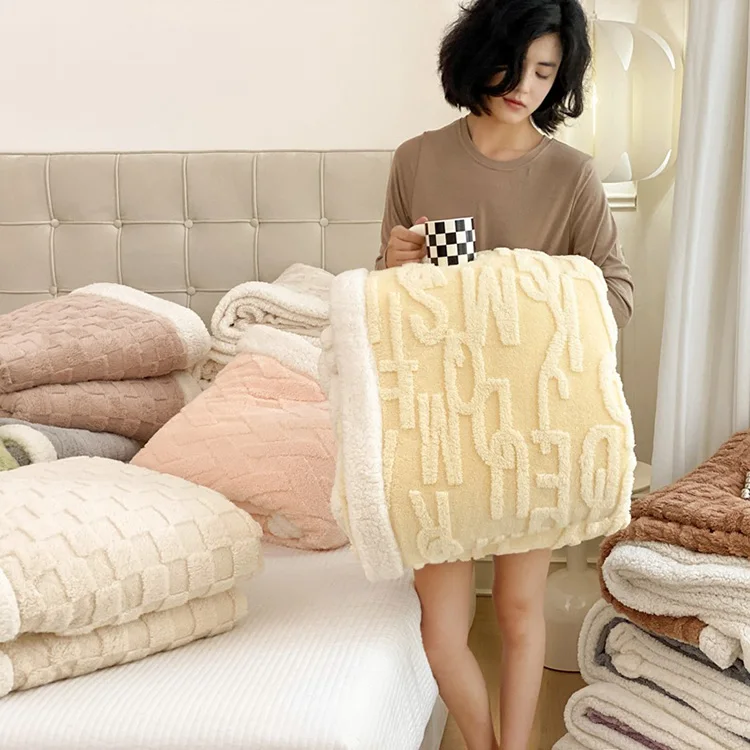 Comfortable Wholesale Custom Print Fleece Sherpa Throw Blanket For Couch Sofa Bed