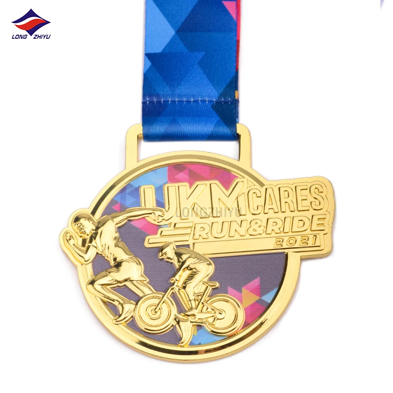 Longzhiyu gift factory design your own zinc alloy 3d gold award marathon running medals custom wholesale metal sport medal
