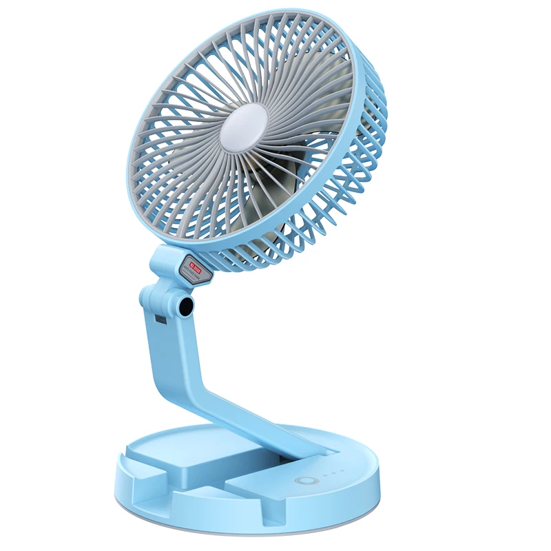 Micro USB Rechargeable desk folding portable fan  with 18650 battery cob reading lamp