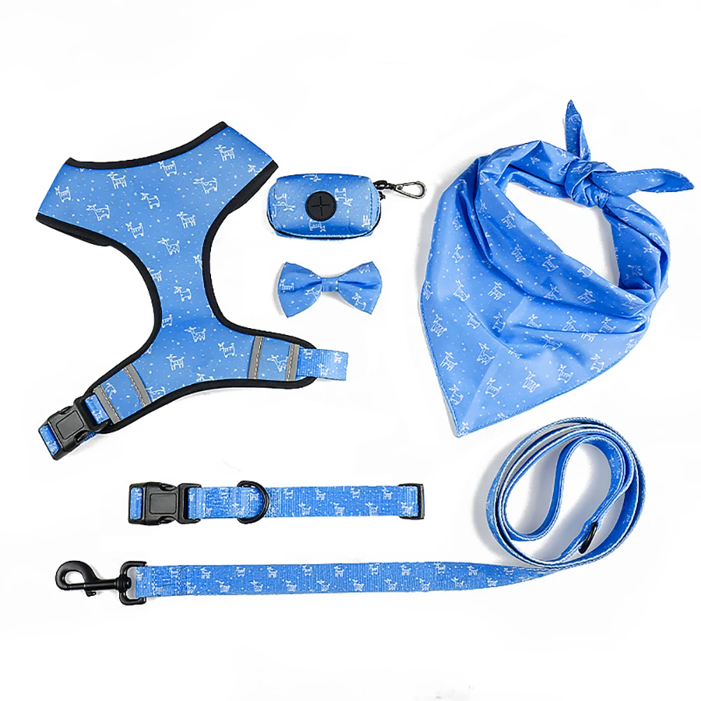 Padded Puppy Pet Vest Leash Breathable Led Backpack Printing Reflective Dog Collar and Harness