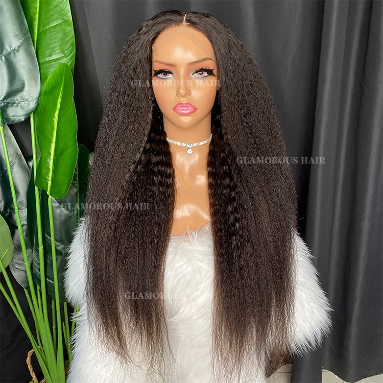 Wholesale Unprocessed Raw Cuticle Aligned Brazilian Indian Virgin Remy Human Hair Curly kinky straight 5x5 HD lace closure wig