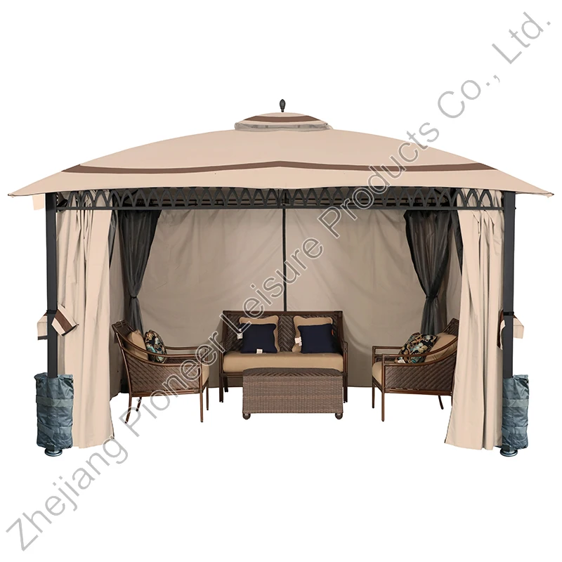 3 3*4 м с елочным куполом и полиэстеровым верхом для патио беседка Gazebo del Patio сеткой занавеской