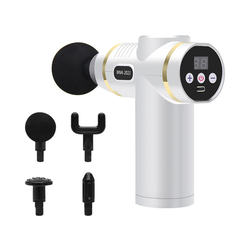 Mini Light 4 Head Deep Fascial Tissue Muscle Lcd Touch Screen Vibrating Relax Rechargeable Massage Gun Therapy