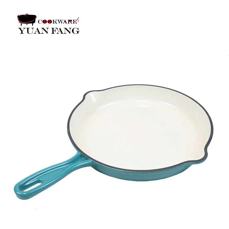 Best seller different colors Enameled Coated Solid Cast Iron Frying Pan Skillet
