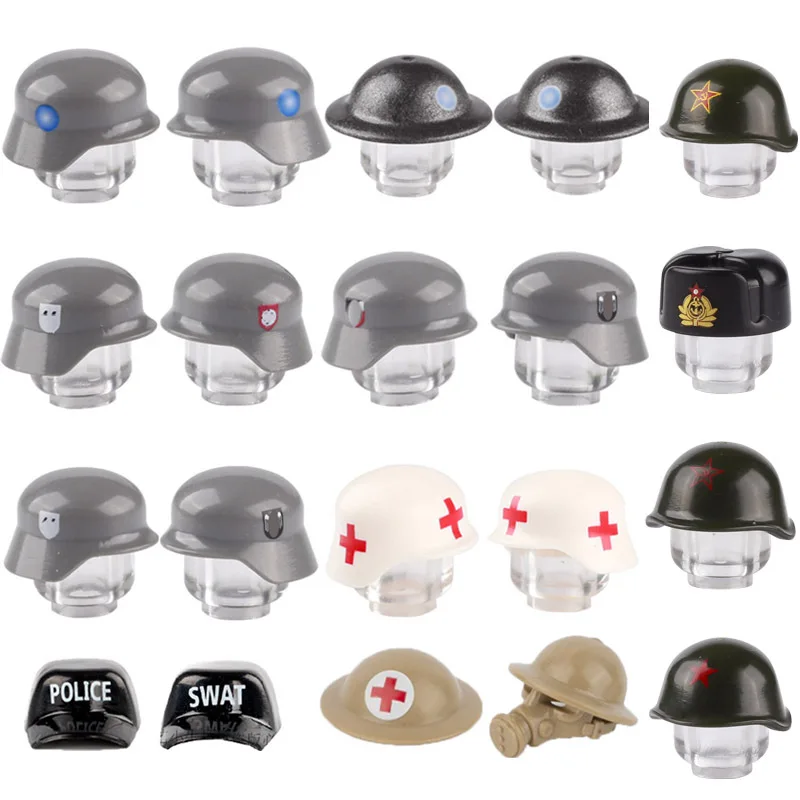 500-166 Military+helmets hats+soldiers officers+figurines+MOC building blocks+DIY models+ornaments legoods 3001+3002+3003+3004