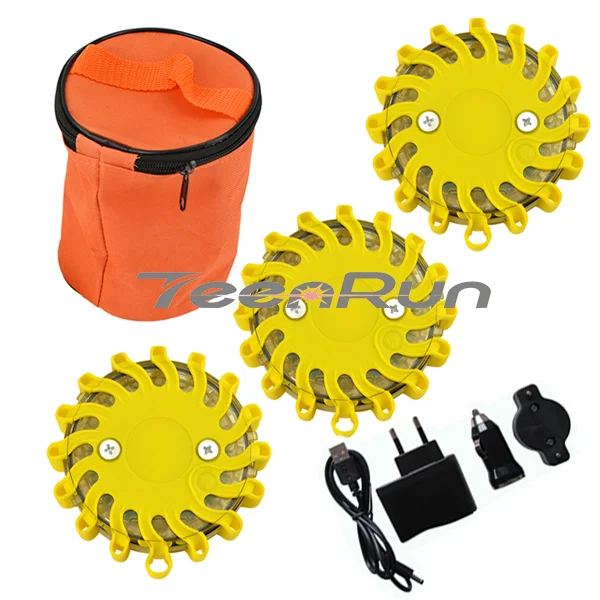 3 Pack LED Road Flares Red Warning Lights Roadside Emergency Flashing Lights For Car