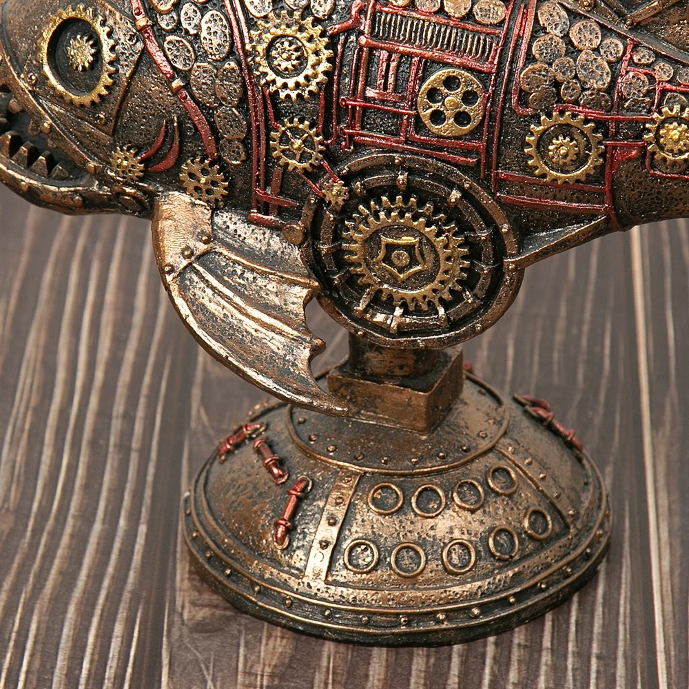 Steampunk Submarine Fish Lamp Piranha Figurine Fish Sculpture Melanocetus Vintage Statue Gift Idea