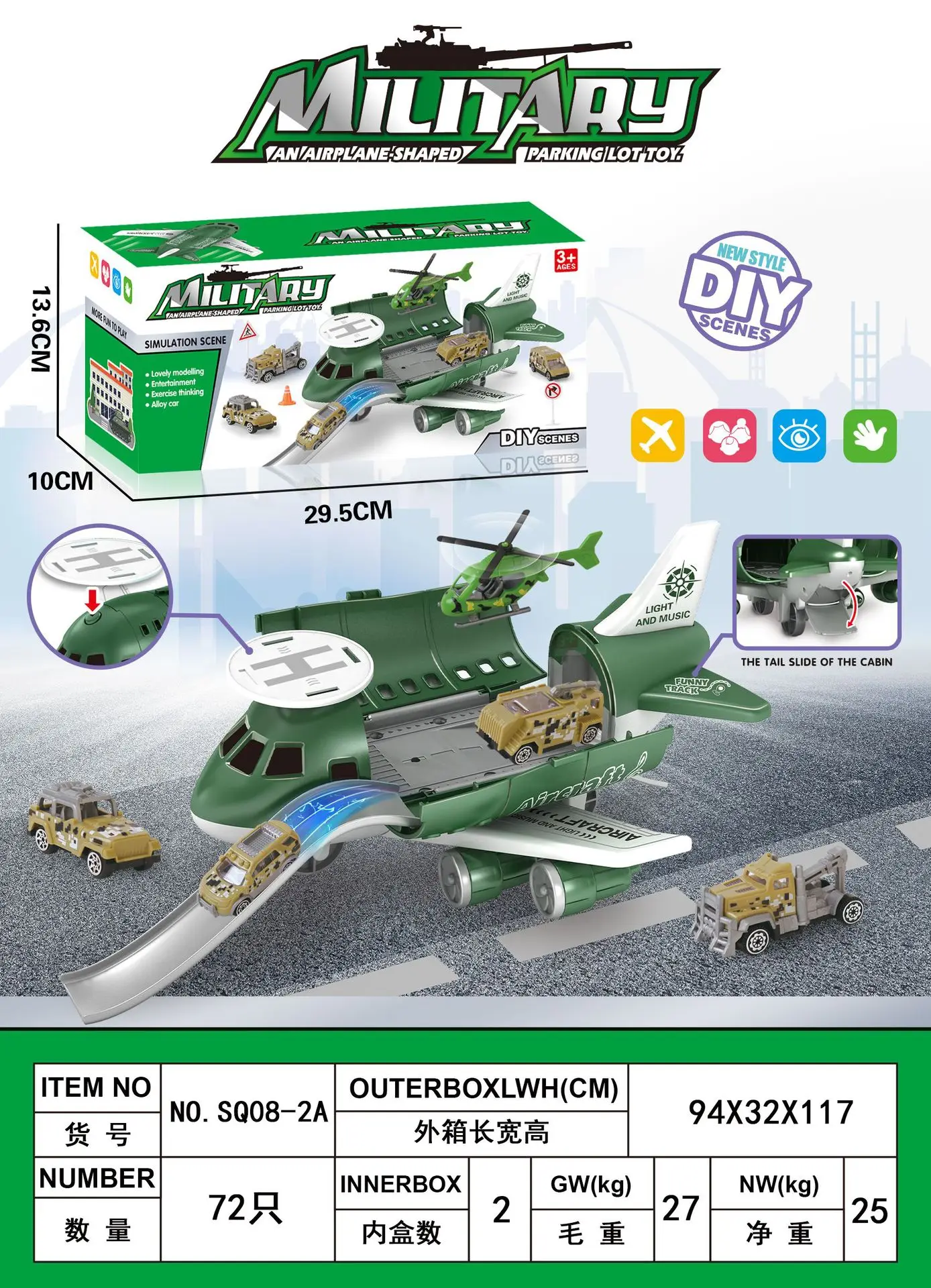 Children Gift Plastic/alloy Helicopter City Airplane Combine Alloy Military Cars Toy Set 26pcs