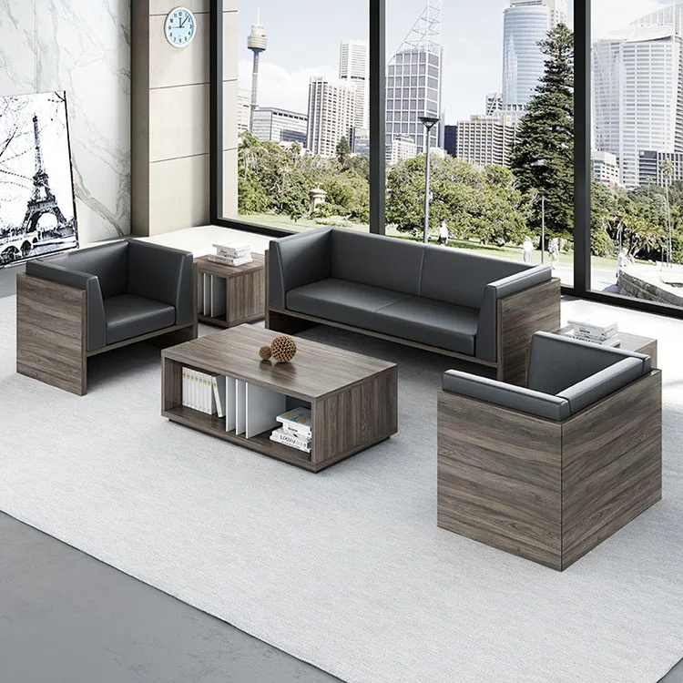 Business negotiation office sofa coffee table combination modern meeting leather art leisure sofa meeting guests reception sofa
