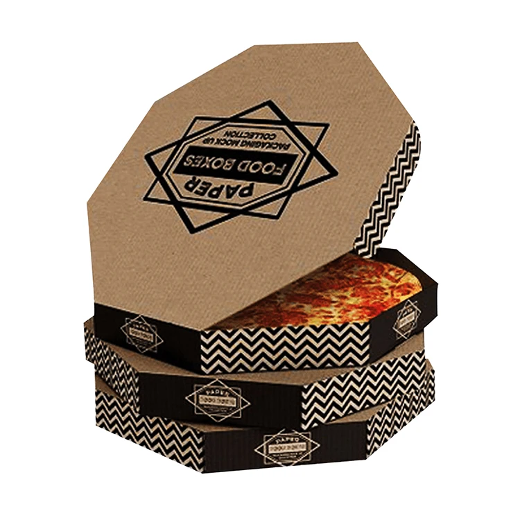 Wholesale 9 10 12 14 15 16' 18 inch 35cm corrugated packaging custom printed round kraft paper pizza boxes with logo