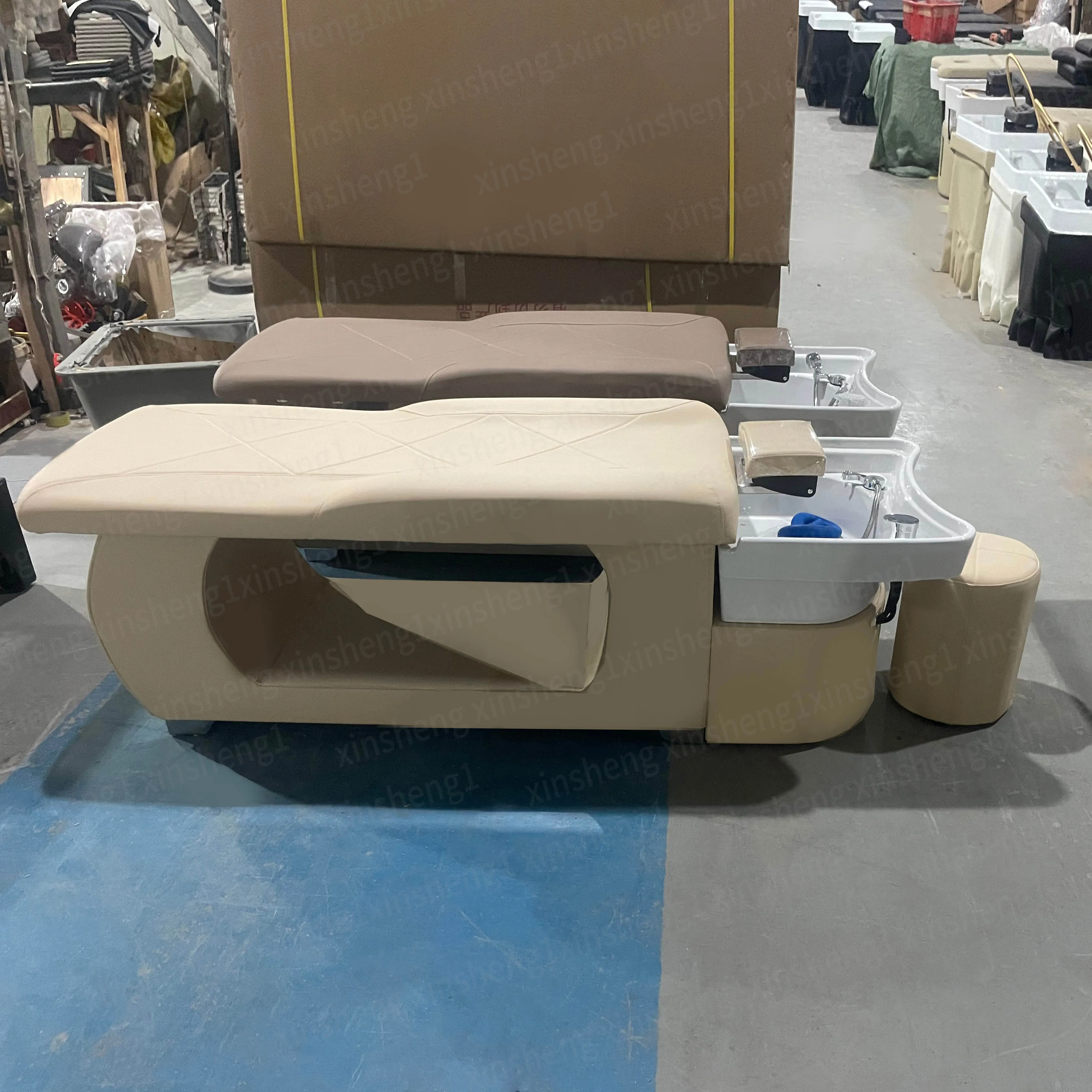 Modern Wholesale Hair Salon Shampoo Bowl Massage Shampoo Chair Salon Furniture Backwash Units Hair Washing Chair with Basin