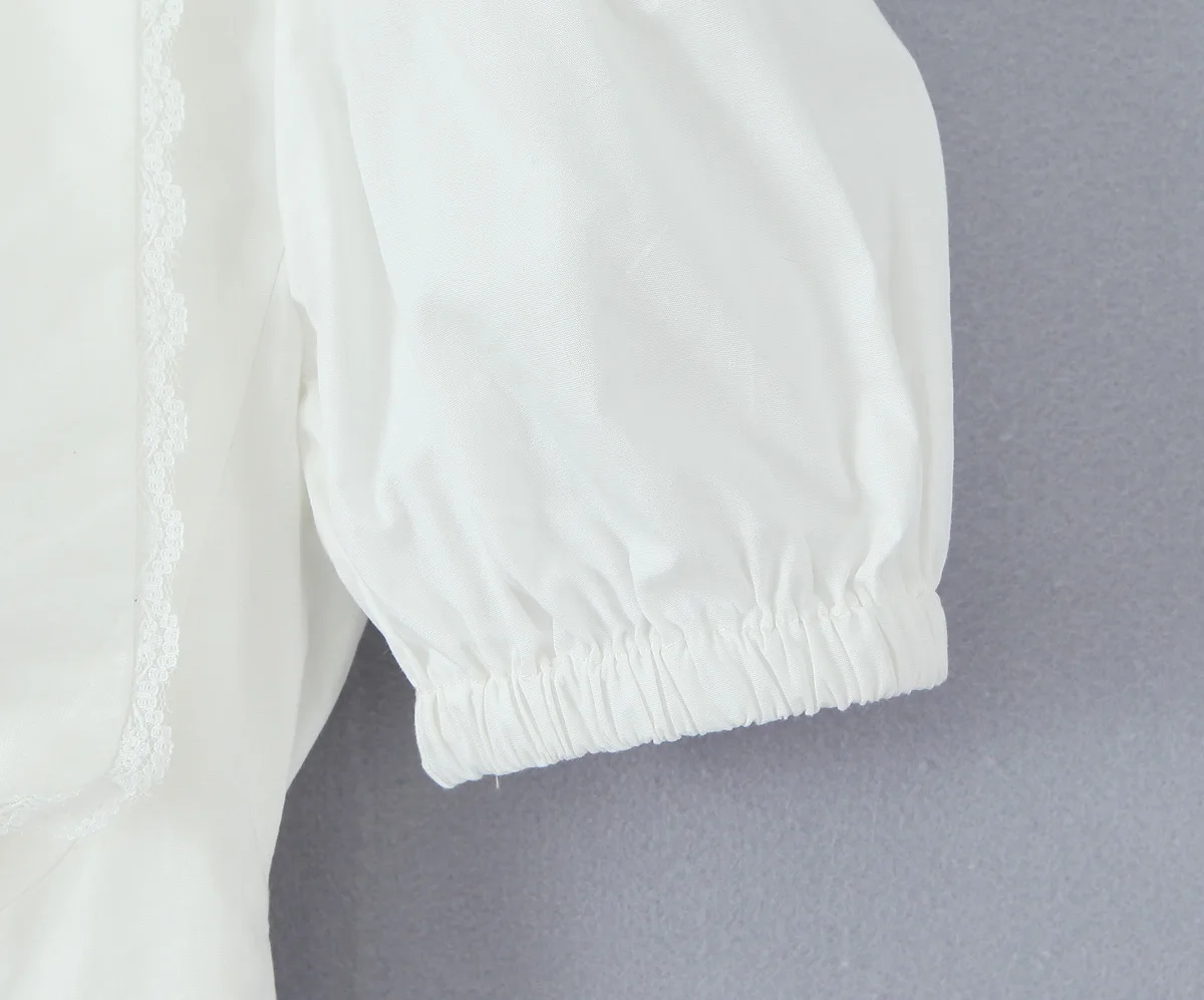 White color peter pan collar short sleeve back bow tie casual fashion women mini dress