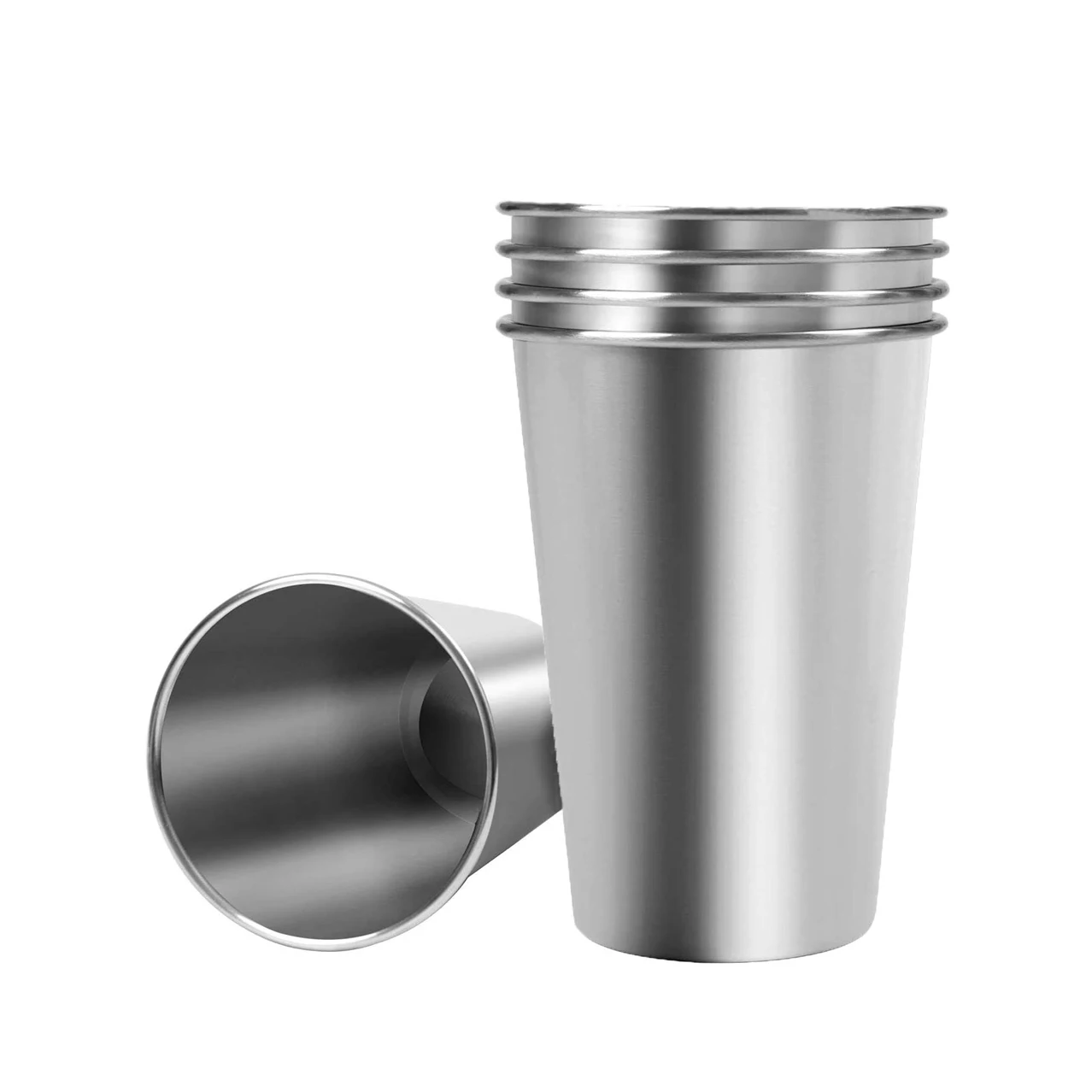 Stainless Steel Cups 16oz Pint Cups Premium Metal Cup Stackable Durable Drinking Glass