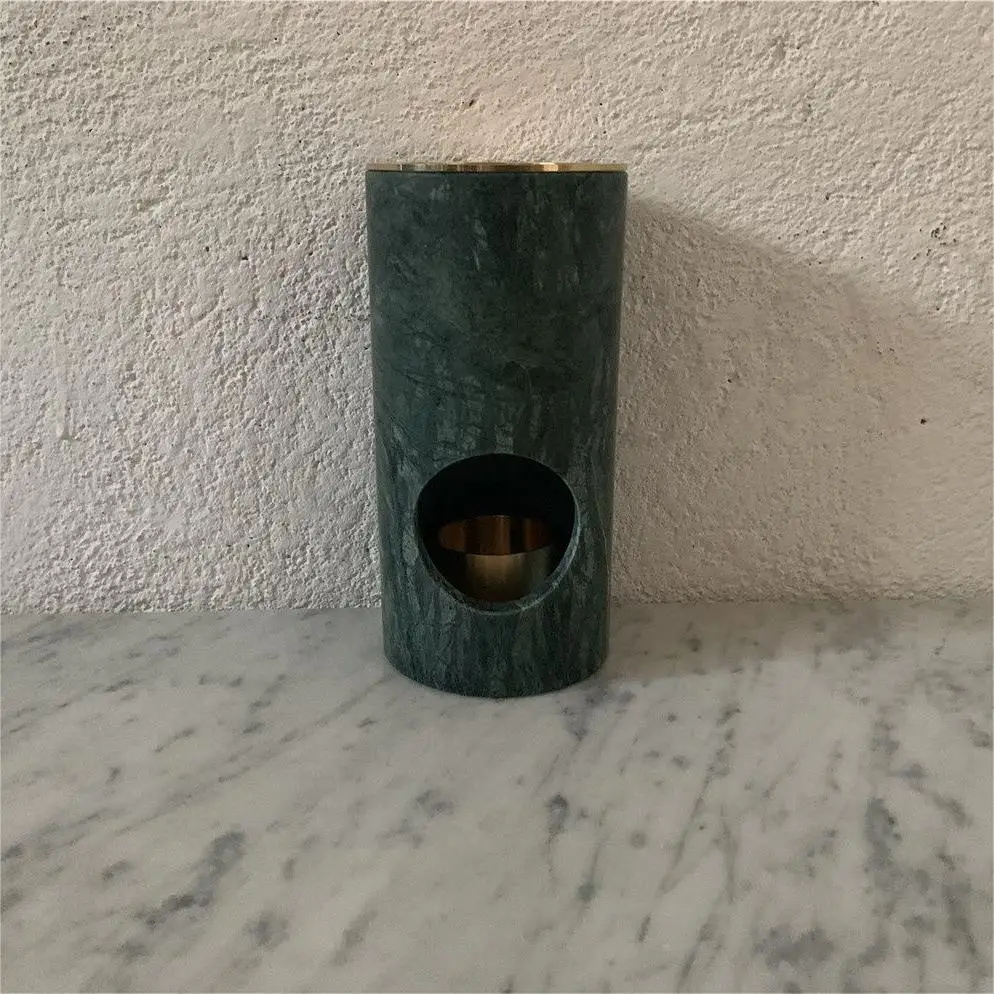SHIHUI Natural Marble Candlestick Holder Custom Logo Round Decorative Marble Candle Jar for Home Decor Wholesale