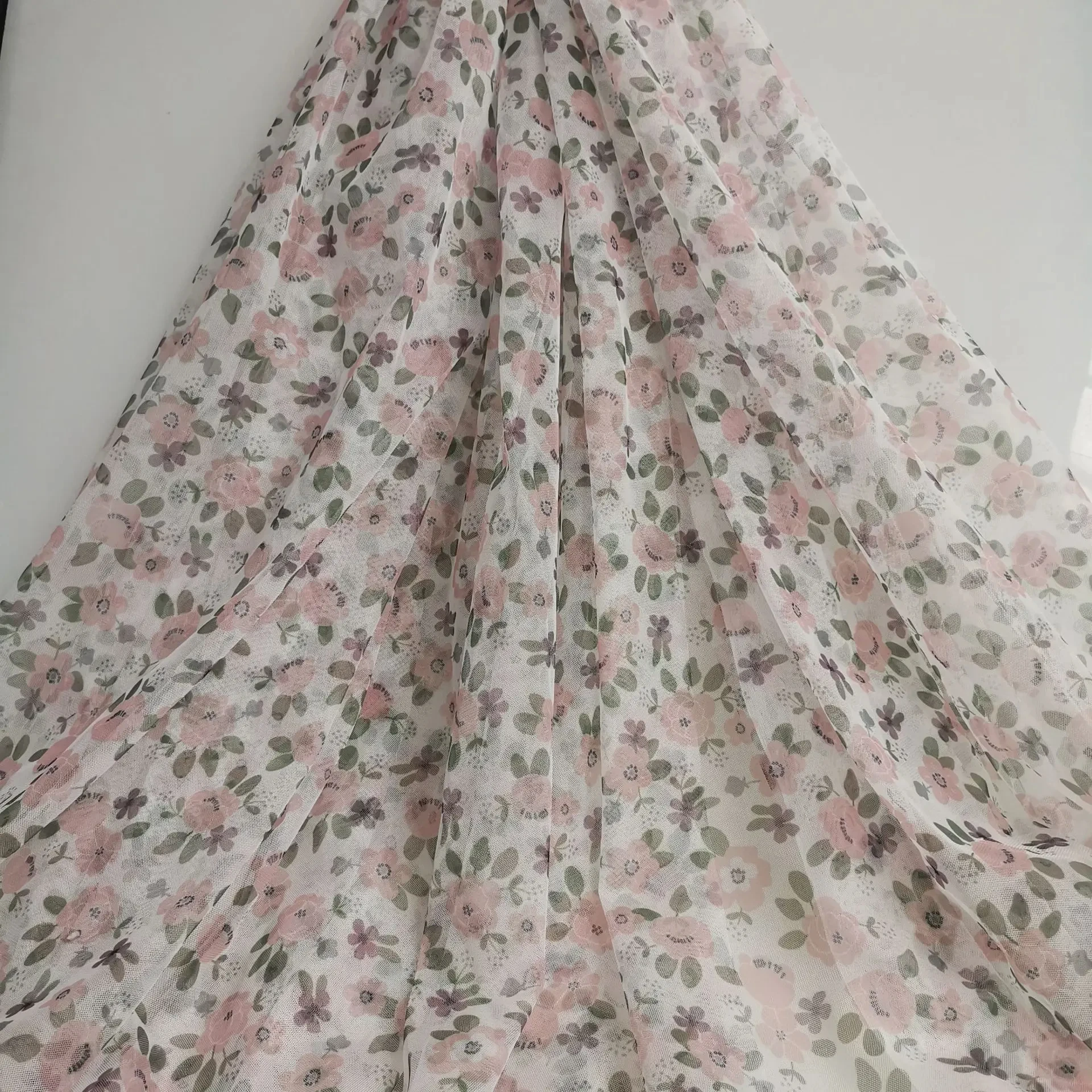 Floral Print Mesh Flower Digital Printed Tulle Breathable Summer Dress Polyester Fabric