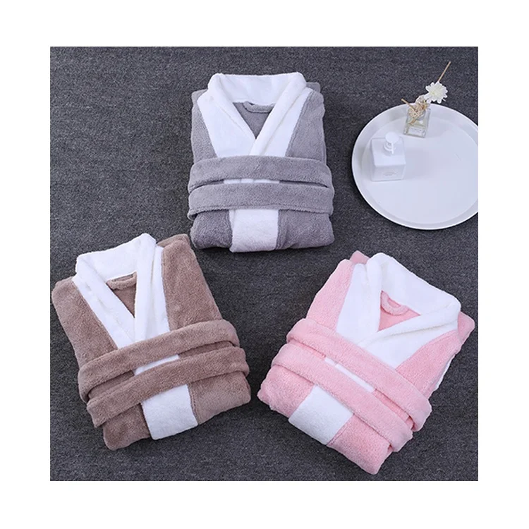 Wholesale Luxury Bathrobe Thick Soft 100% Cotton Lightweight Fleece Lovers Logo Custom Bathrobe