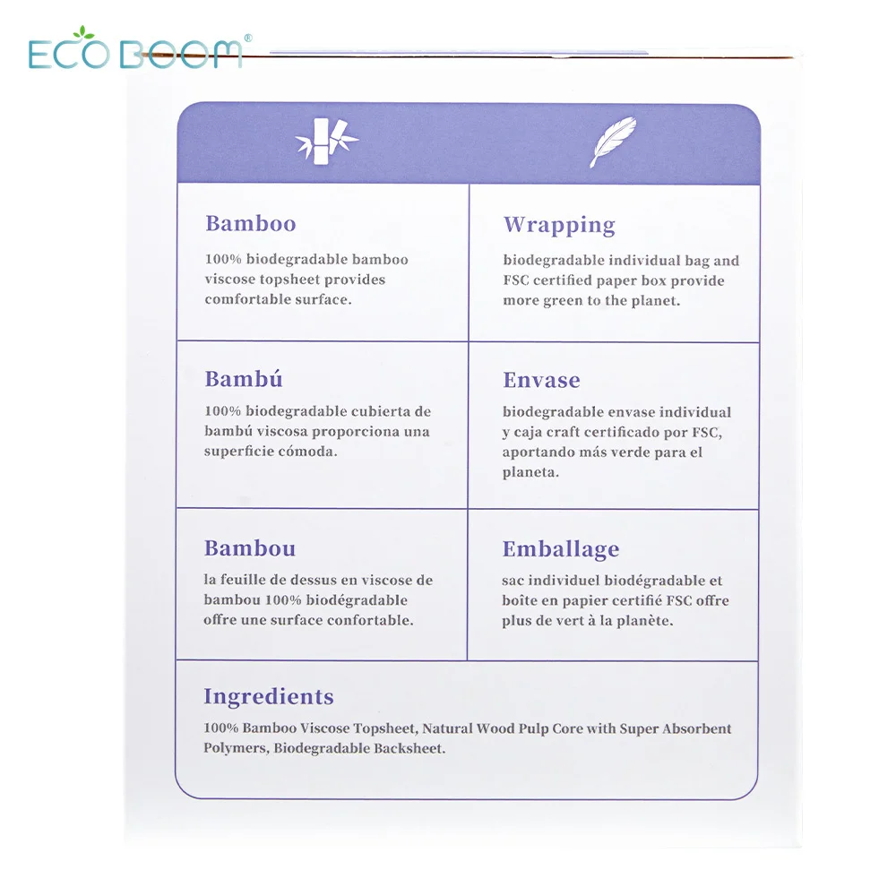 ECO BOOM free sample disposable waterproof bulk 290mm reusable menstrual sanitary pad for women baby