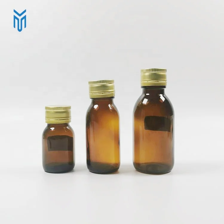 In stock wholesale 30ml 60ml 100ml amber cough syrup glass bottles maple syrup bottles