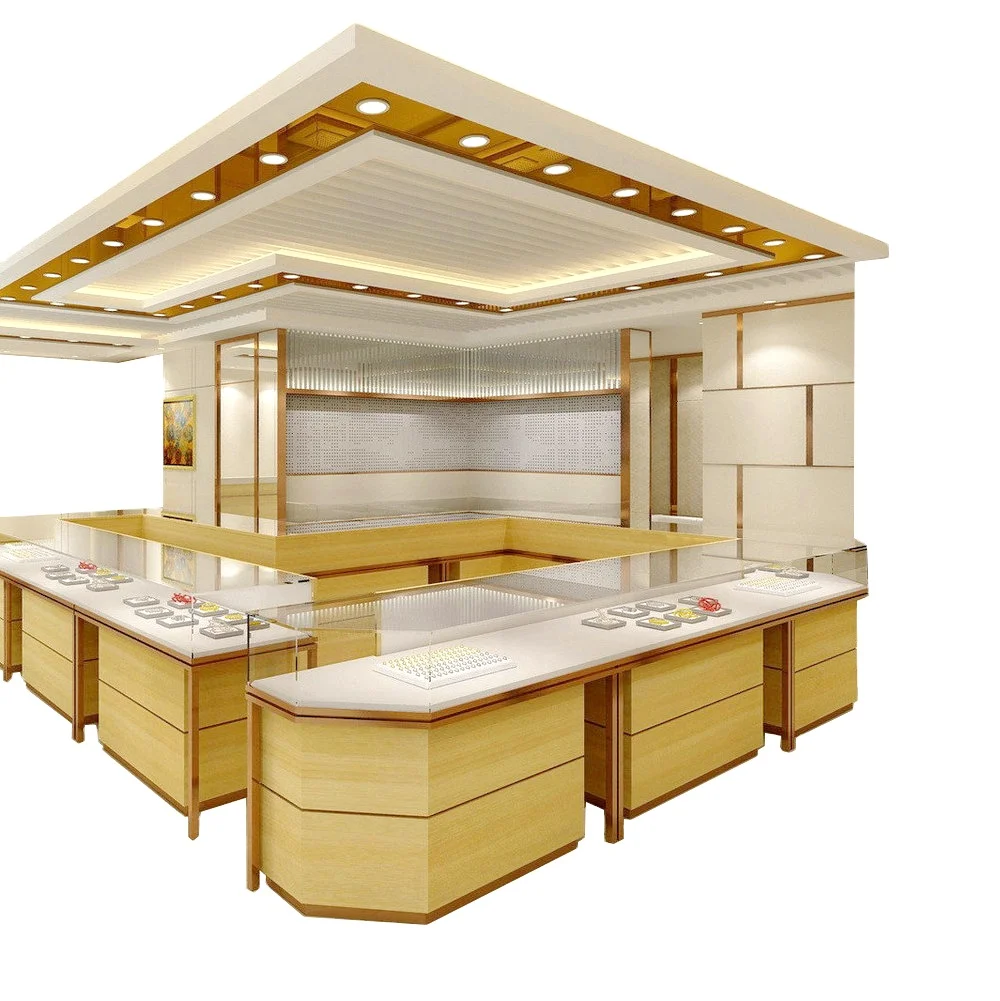 Modern Jewelry Sales Booth Design Jewelry Display Cabinet Glass Display Rack Jewelry Island Cabinet